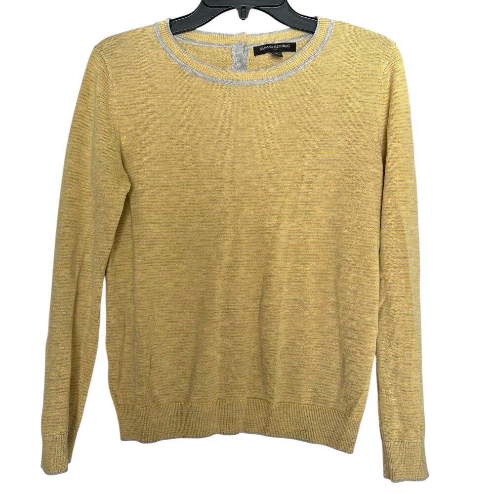 Banana Republic Yellow Gray Striped Lightweight Sweater Size Small